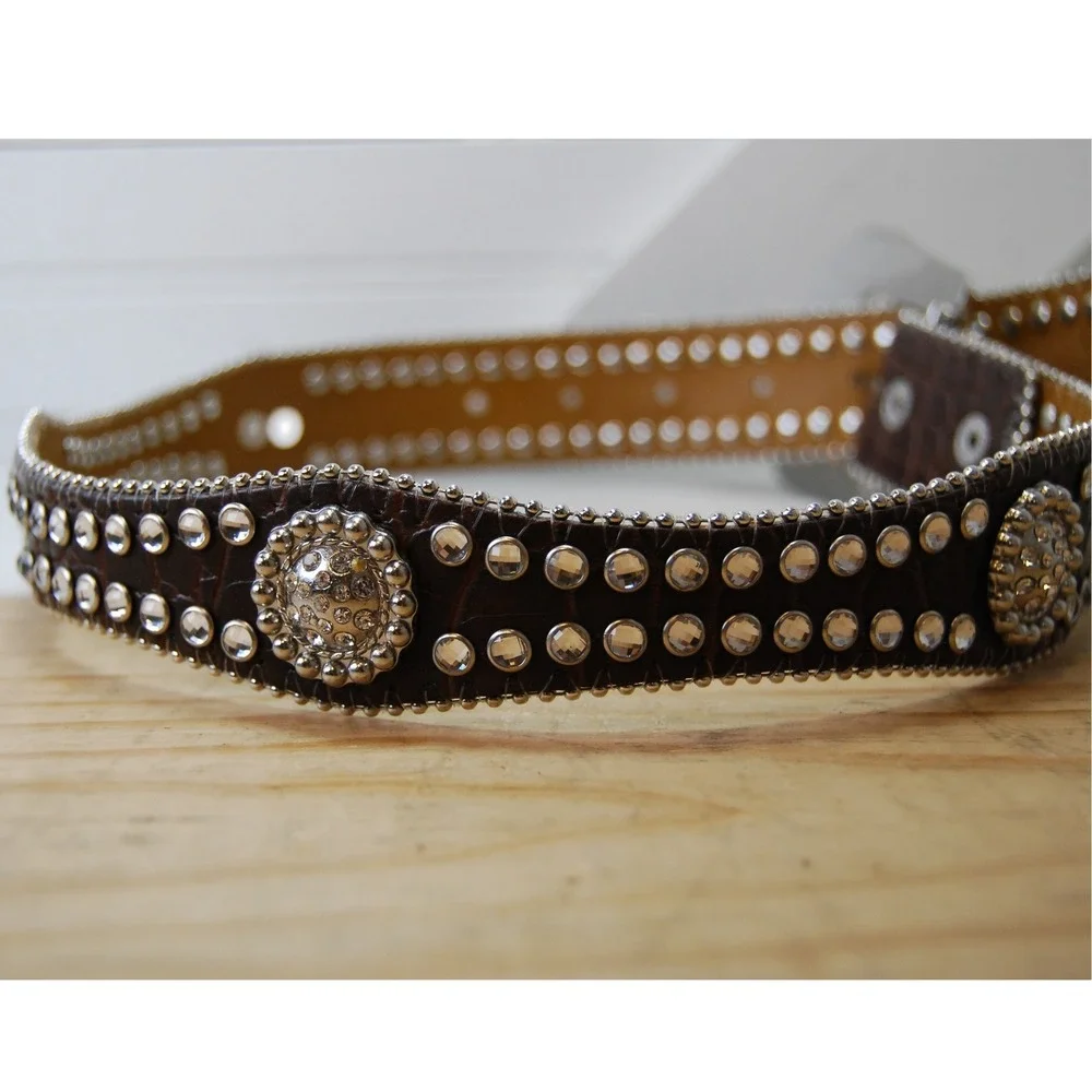 Girls Nocona Belt Co. Black leather Rhinestone studded‎ Kids Western Rodeo 4T-5T